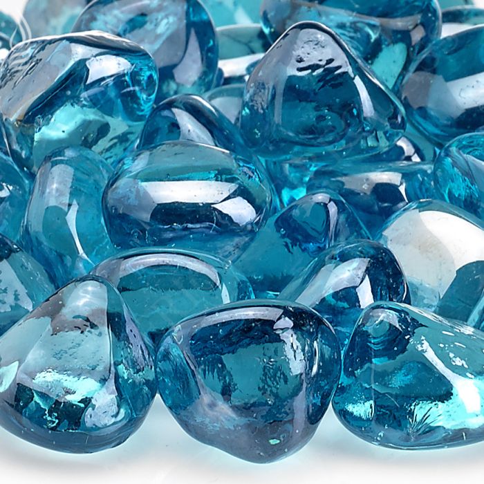 American Fire Products Powder Blue Luster Fire Glass - 10 Pound Bag