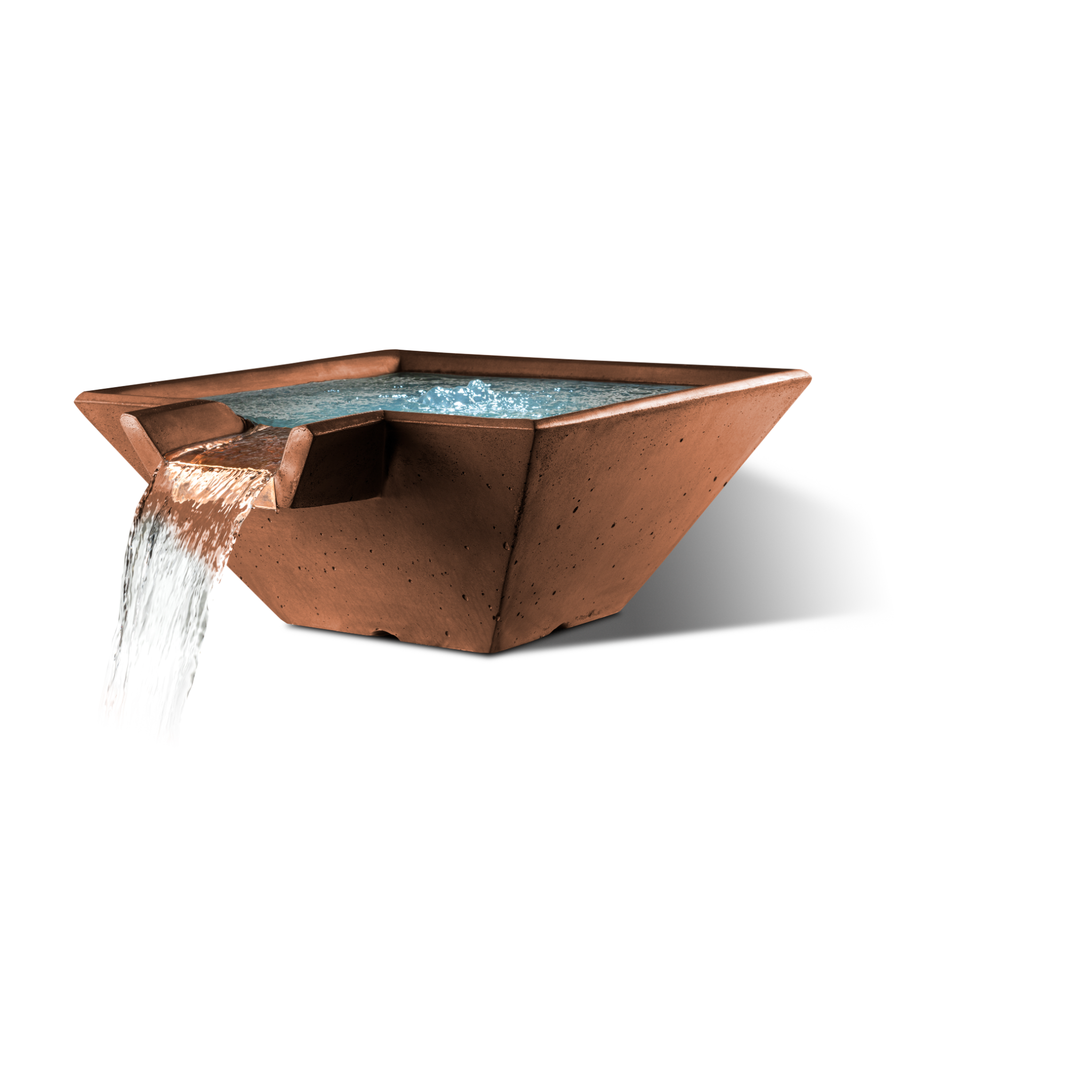Slick Rock Cascade Square Water Bowl - Stainless Steel Spillway