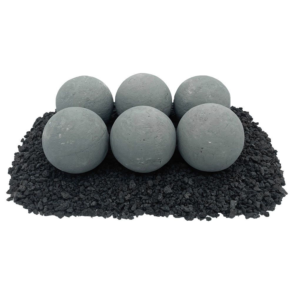 American Fire Glass 4" Cape Gray Lite Stone Fire Balls - Set of 6
