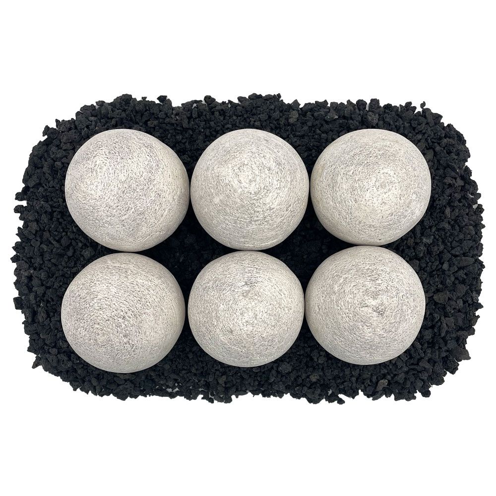 American Fire Glass 4" Cottage White Lite Stone Fire Balls - Set of 6