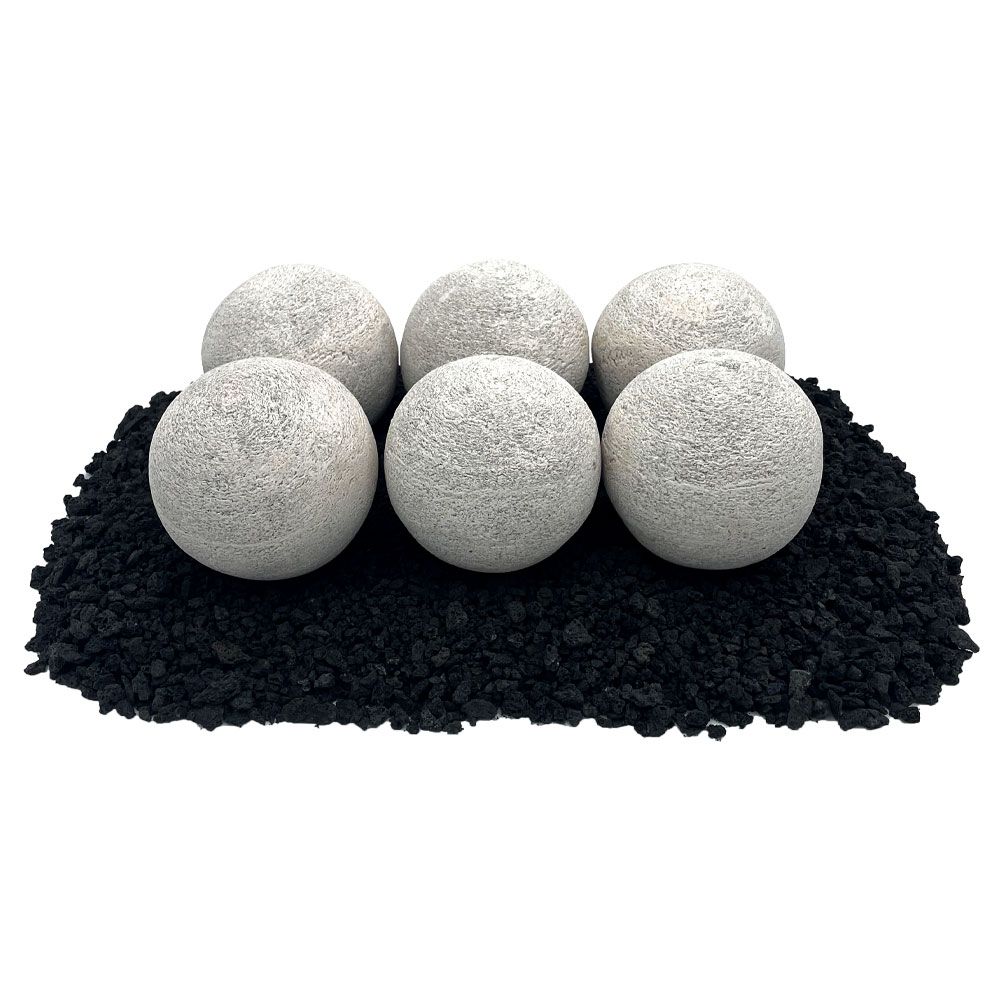 American Fire Glass 4" Cottage White Lite Stone Fire Balls - Set of 6