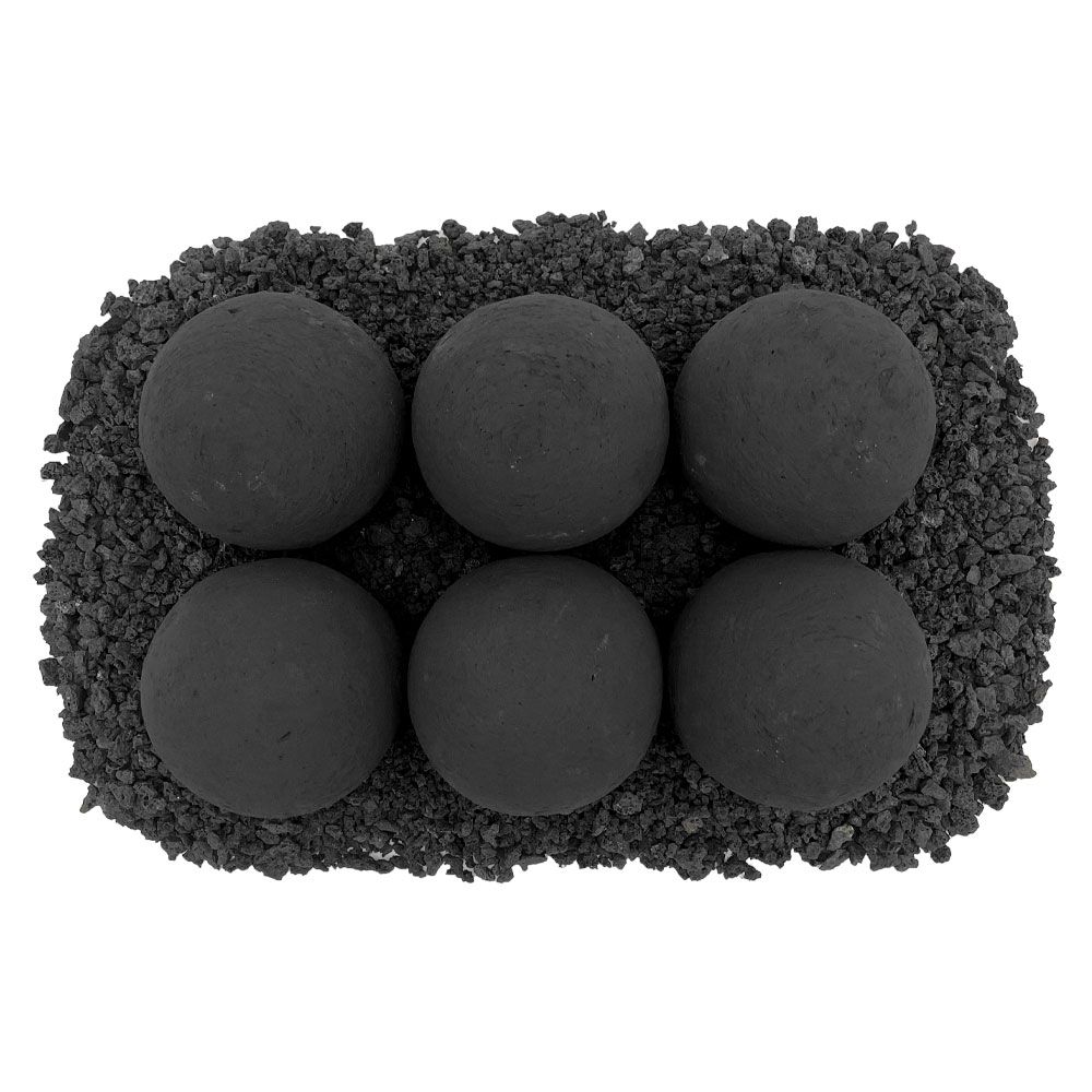 American Fire Glass 4" Matte Black Lite Stone Fire Balls - Set of 6