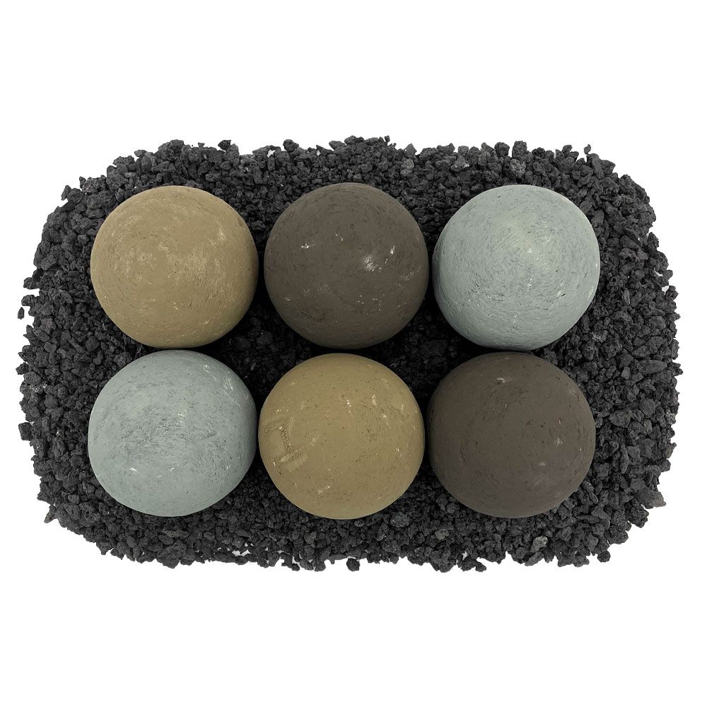 American Fire Glass 4" Natural Lite Stone Fire Balls - Set of 6
