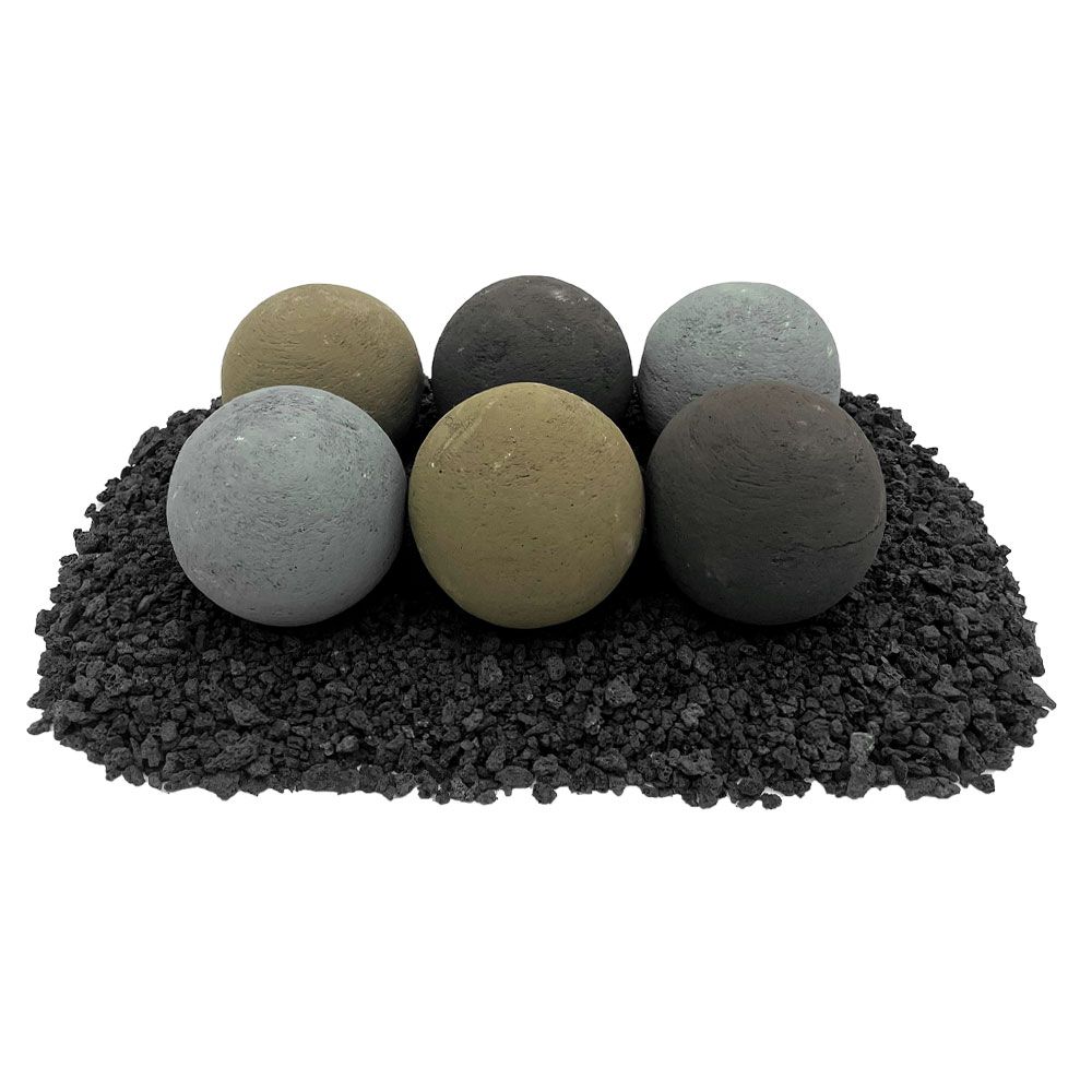 American Fire Glass 4" Natural Lite Stone Fire Balls - Set of 6