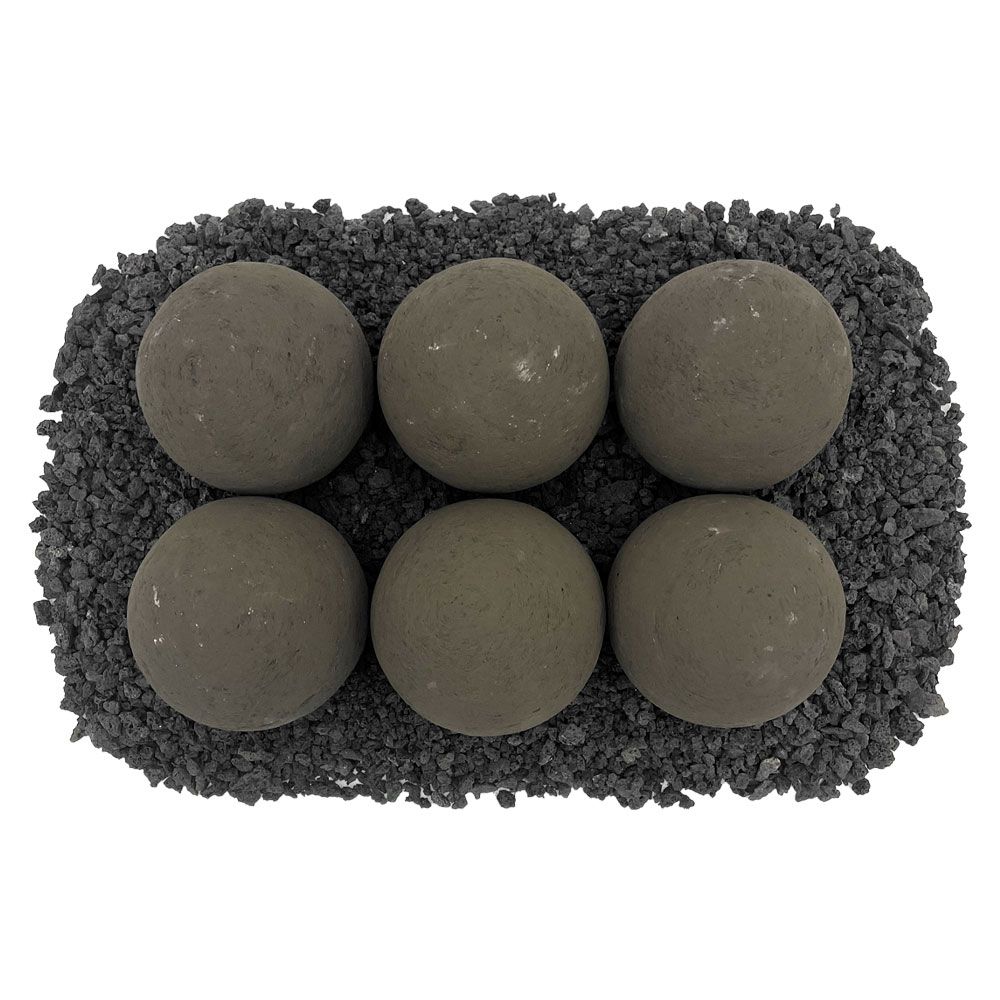 American Fire Glass 4" Thunder Gray Lite Stone Fire Balls - Set of 6