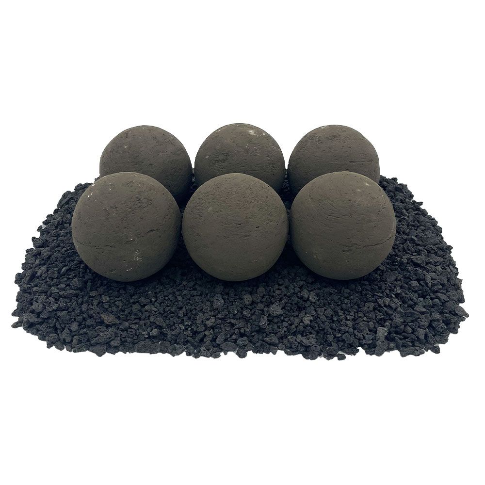 American Fire Glass 4" Thunder Gray Lite Stone Fire Balls - Set of 6