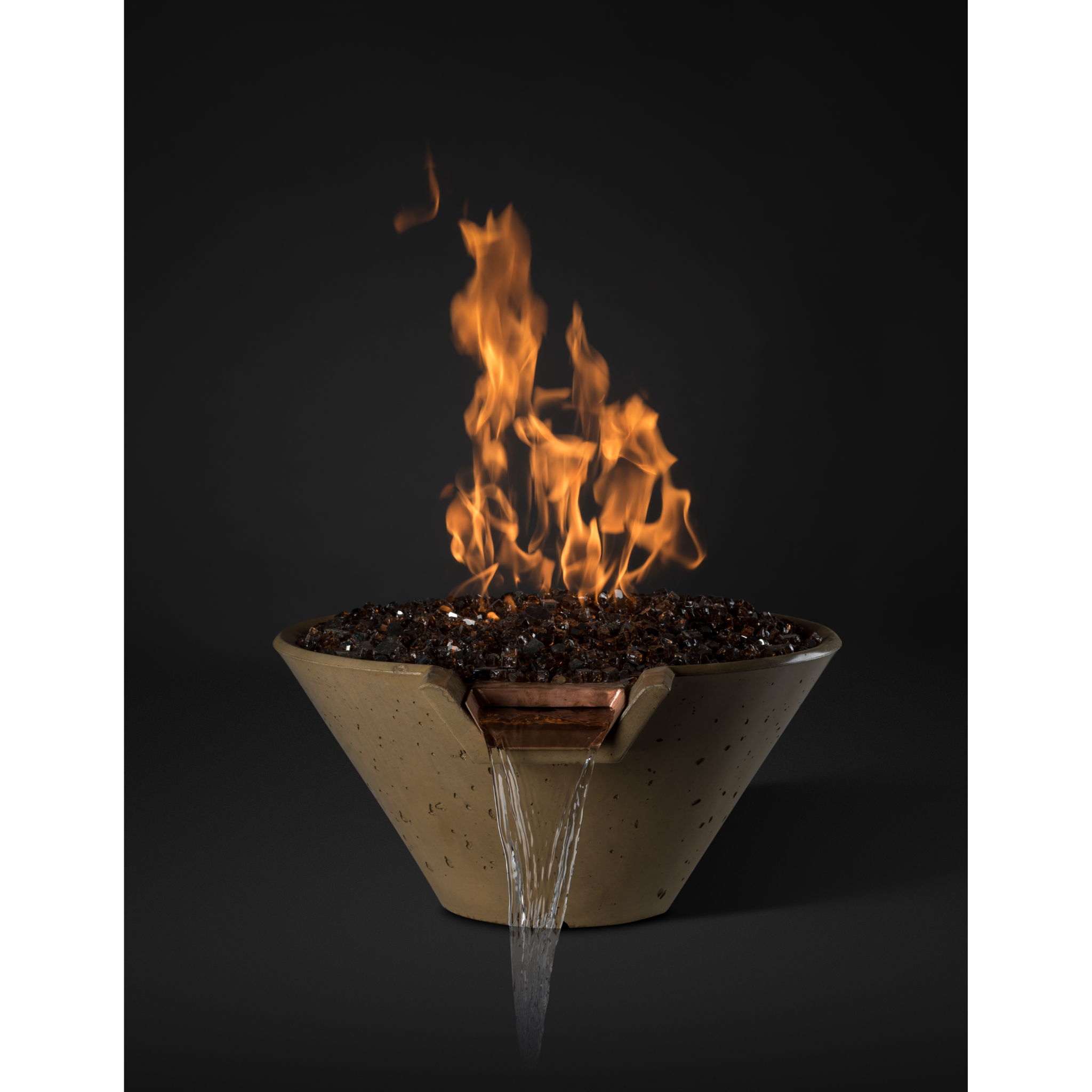 Slick Rock Cascade Conical Fire On Glass Water Bowl - Copper Scupper Matchlit