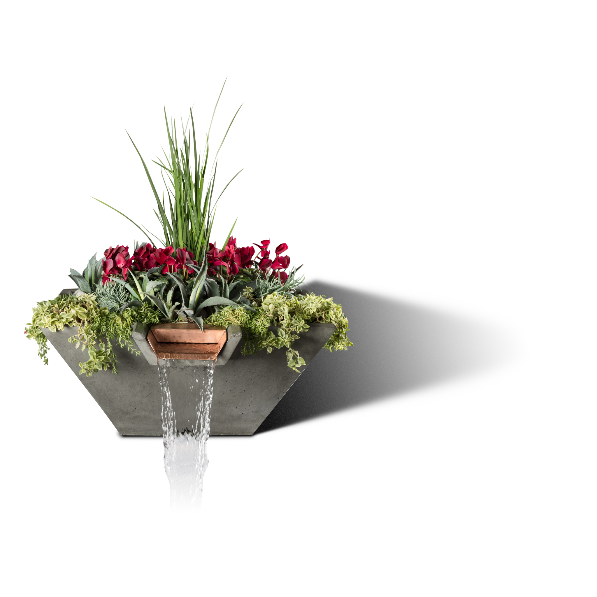 Slick Rock Cascade Conical Planter & Water Bowl - Copper Scupper