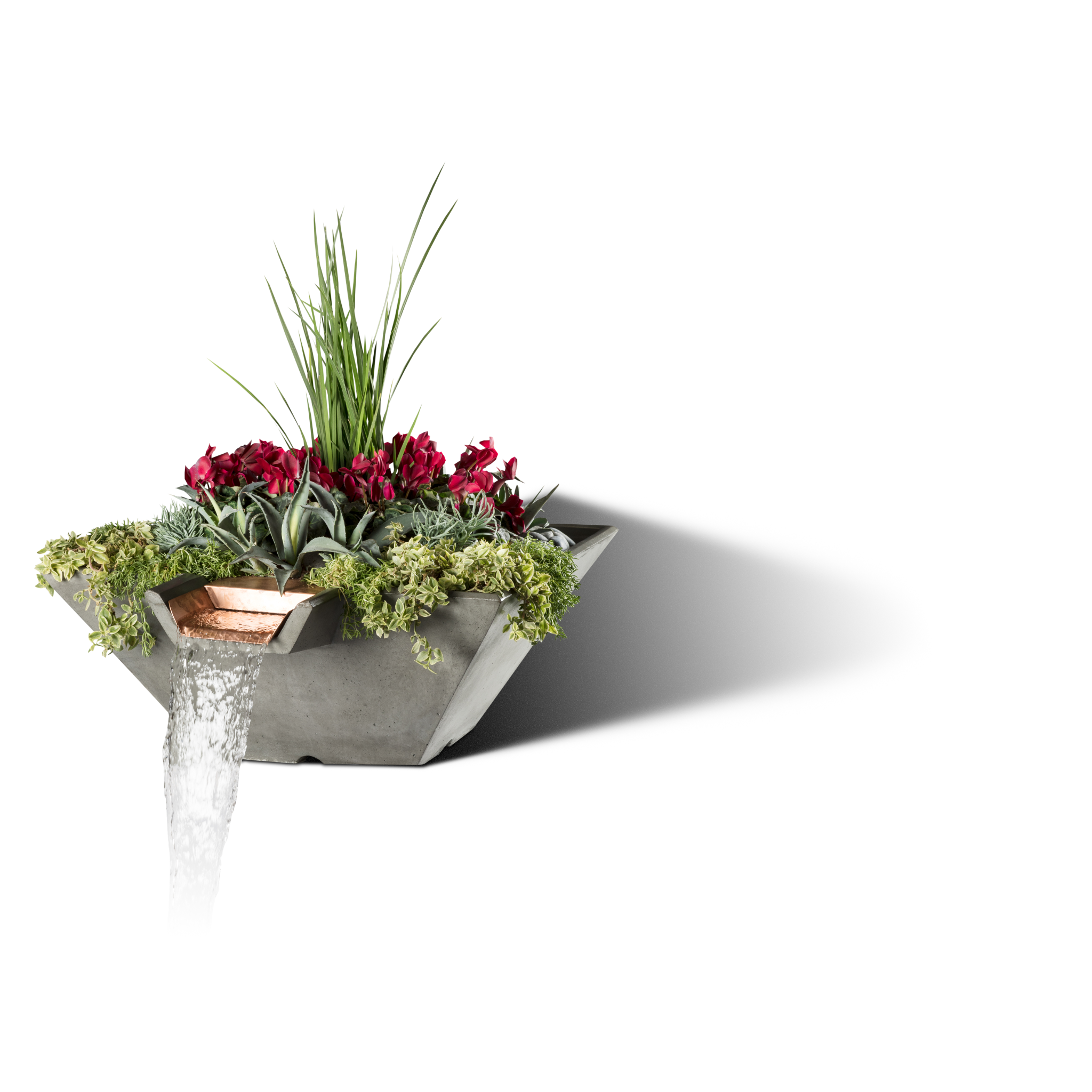 Slick Rock Cascade Conical Planter & Water Bowl - Copper Scupper