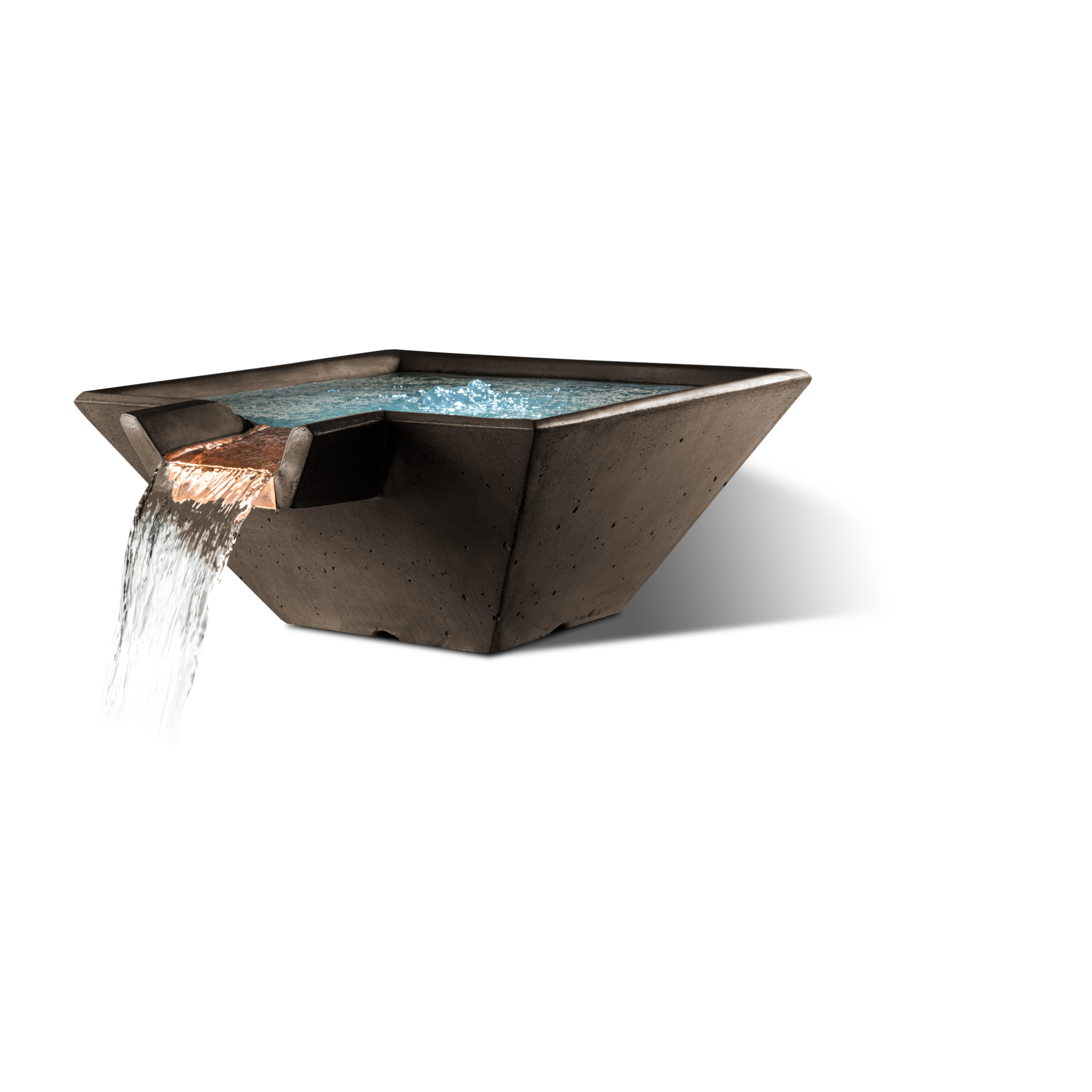Slick Rock Cascade Square Water Bowl - Copper Spillway