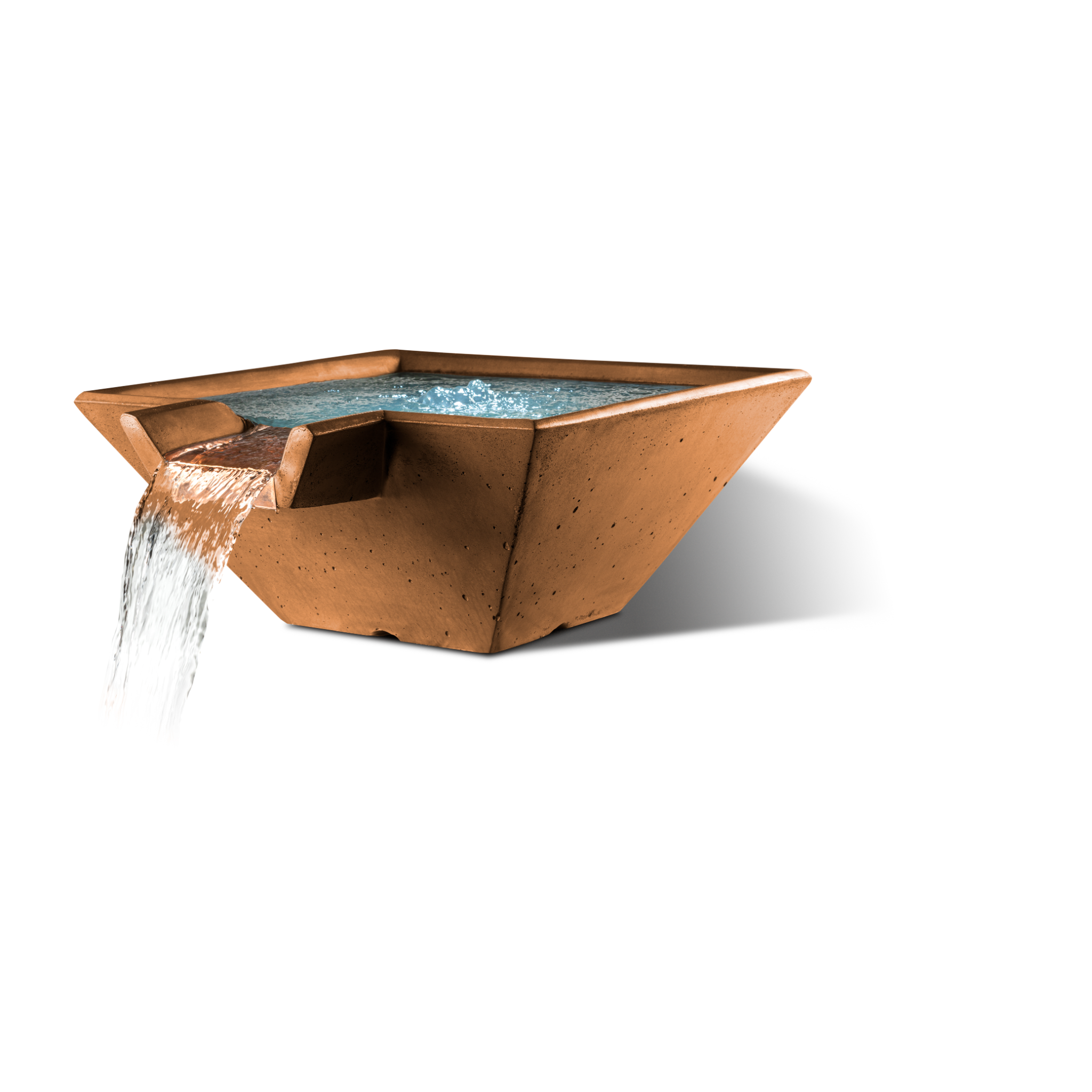 Slick Rock Cascade Square Water Bowl - Stainless Steel Spillway