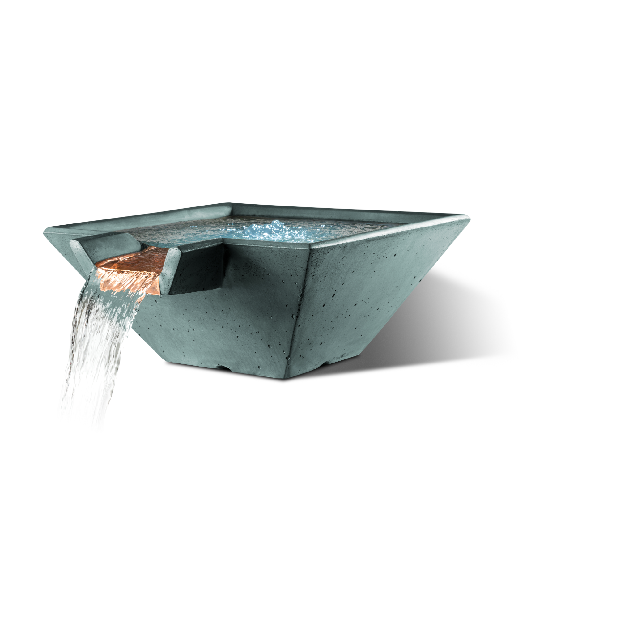 Slick Rock Cascade Square Water Bowl - Stainless Steel Spillway