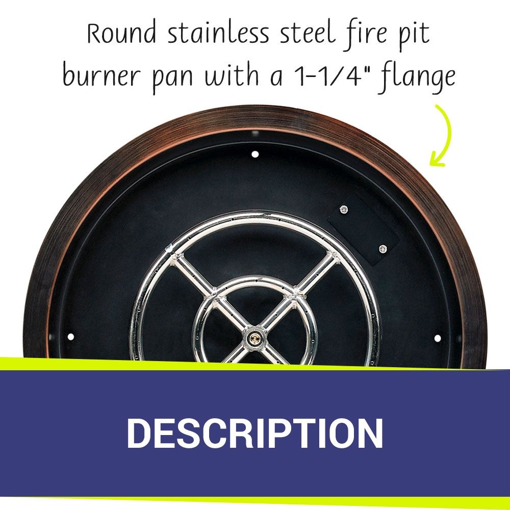 American Fire Products 19" Round Oil Rubbed Bronze Drop-In Fire Pit Pan with 12" Ring Burner"