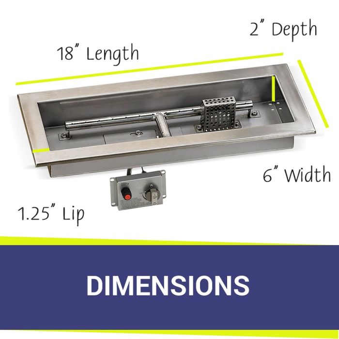 American Fire Products 18" x 6" Stainless Steel Drop-In CSA Certified Fire Pit Pan Kit