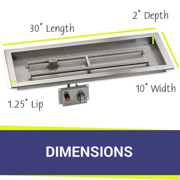 American Fire Products 30" x 10" Stainless Steel Drop-In CSA Certified Fire Pit Pan Kit