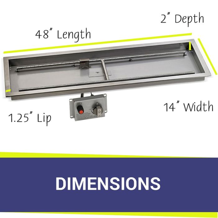 American Fire Products 48" x 14" Stainless Steel Drop-In CSA Fire Pit Pan Kit