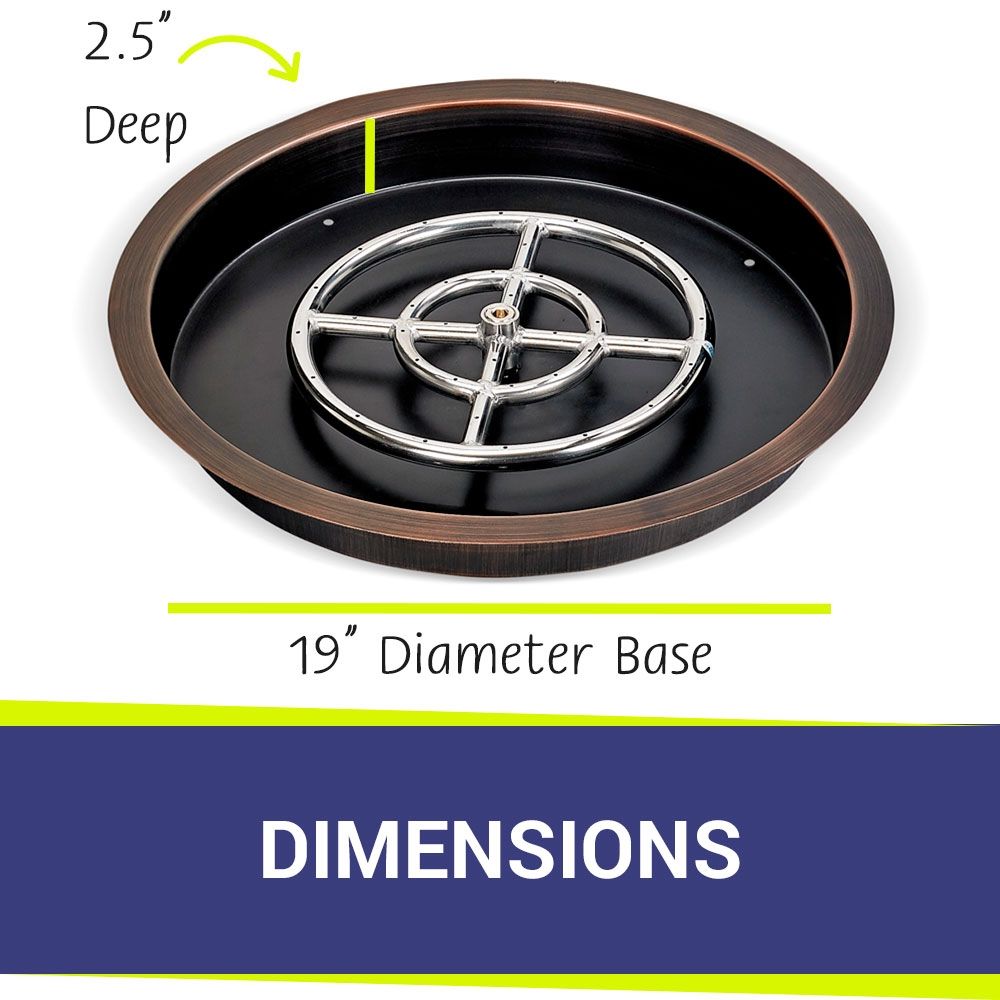 American Fire Products 19" Round Oil Rubbed Bronze Drop-In Fire Pit Pan with 12" Ring Burner"