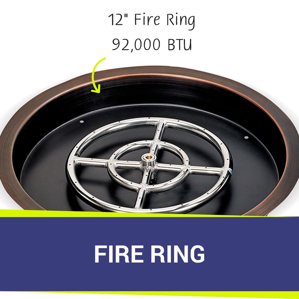 American Fire Products 19" Round Oil Rubbed Bronze Drop-In Fire Pit Pan with 12" Ring Burner"