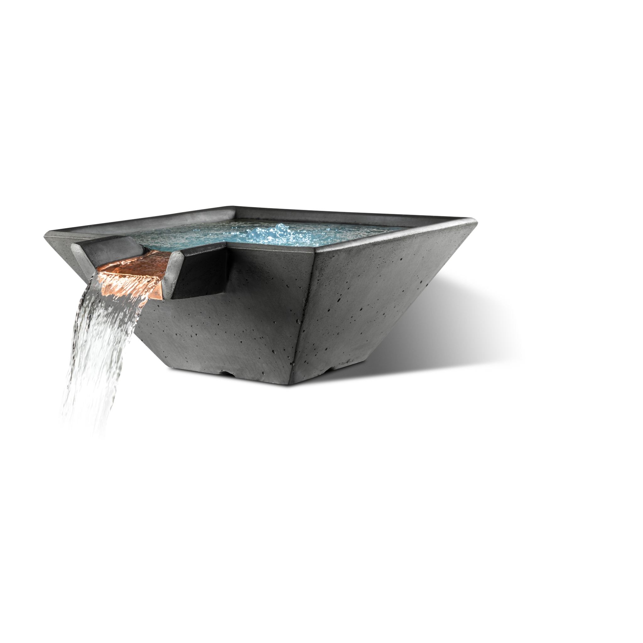Slick Rock Cascade Square Water Bowl - Stainless Steel Spillway