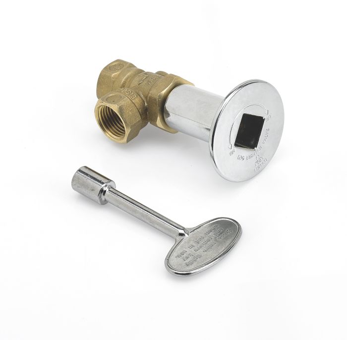 1/2" 90 degree Angle Key Valve - Chrome Plated Cover & Key