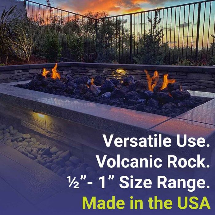 American Fire Products Medium Black Lava Rock 1/2"-3/4" - Pallet 60 x 20-lbs Bag