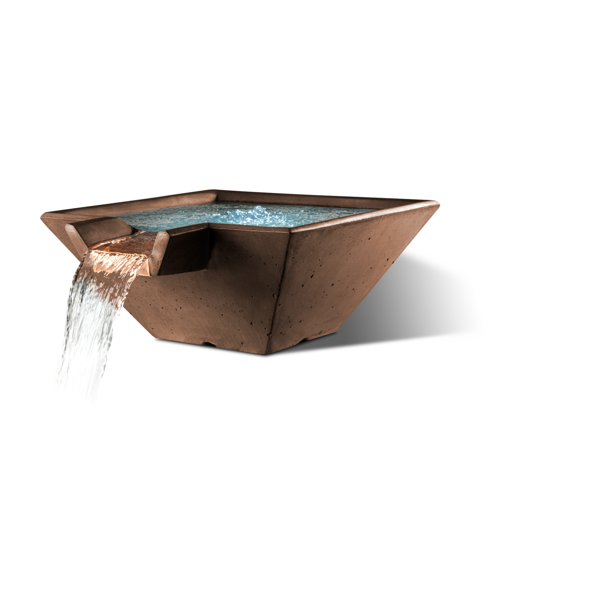 Slick Rock Cascade Square Water Bowl - Stainless Steel Spillway