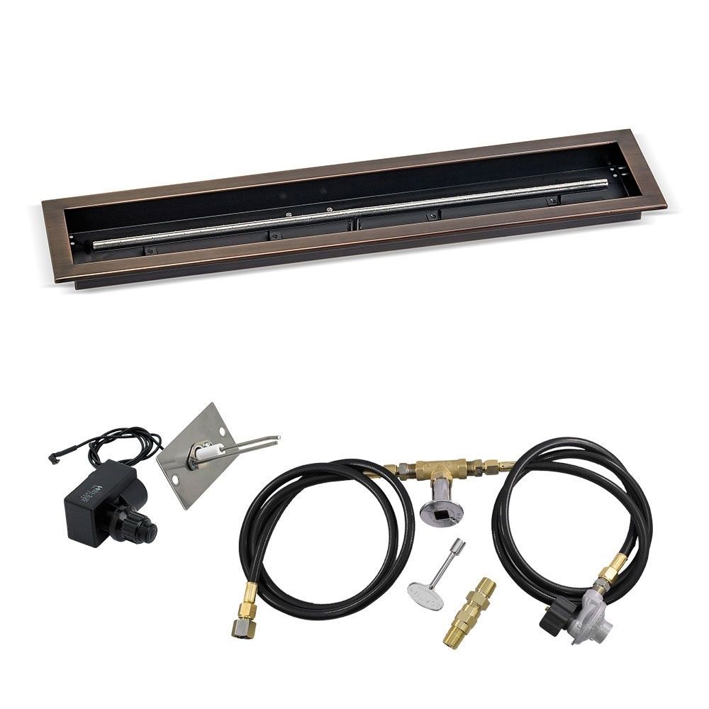 American Fire Products Linear Channel Oil Rubbed Bronze Drop-In Fire Pit Pan - Spark Ignition Kits
