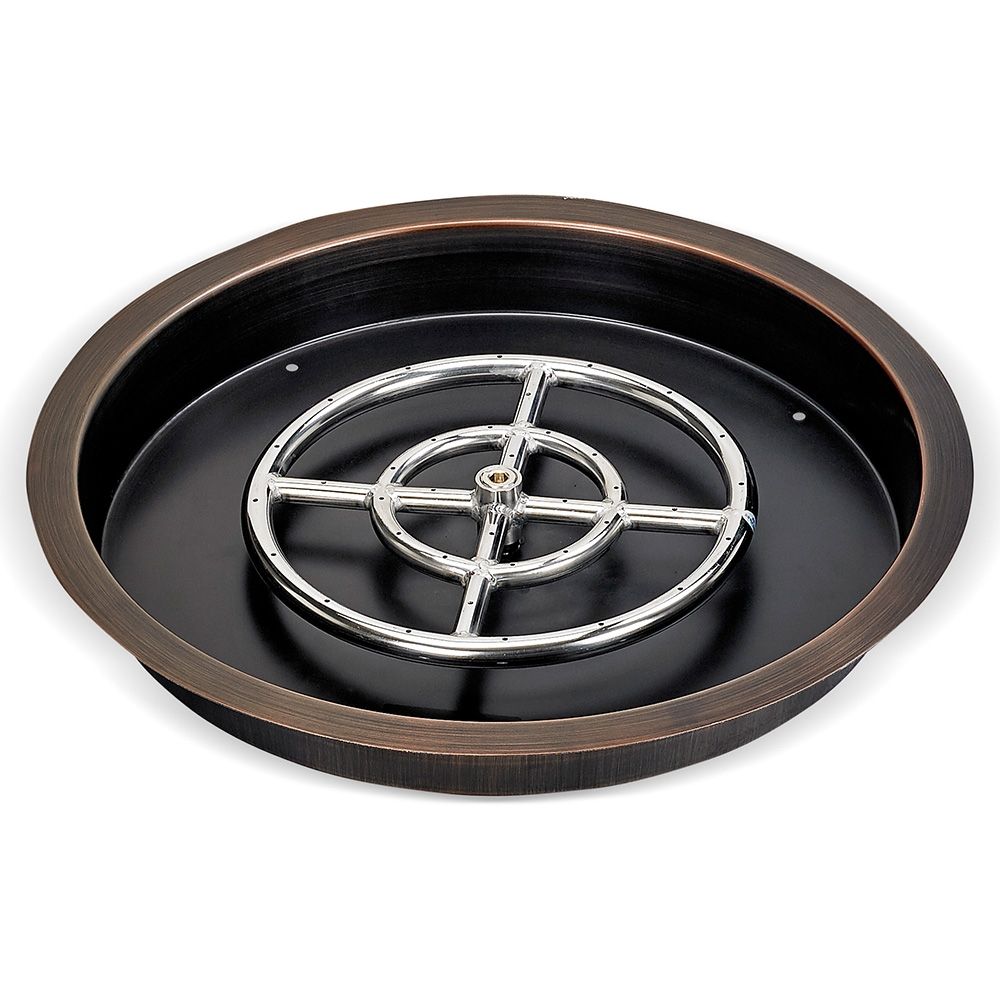 American Fire Products 19" Round Oil Rubbed Bronze Drop-In Fire Pit Pan with 12" Ring Burner"