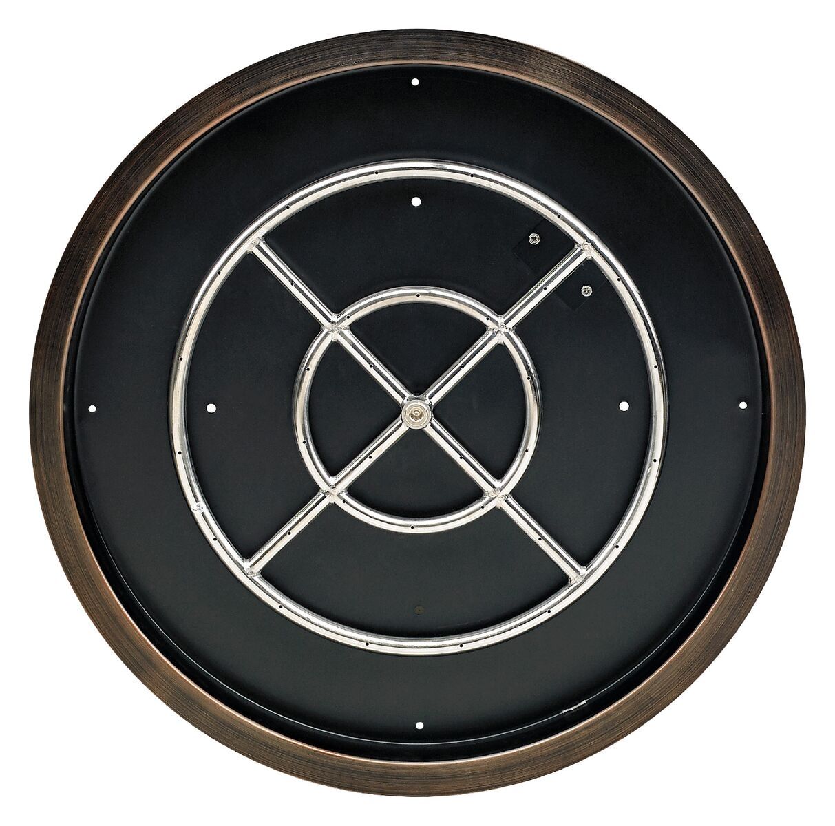 American Fire Products 25" Round Oil Rubbed Bronze Drop-In Fire Pit Pan with 18" Ring Burner and Match Light Kit - Natural Gas