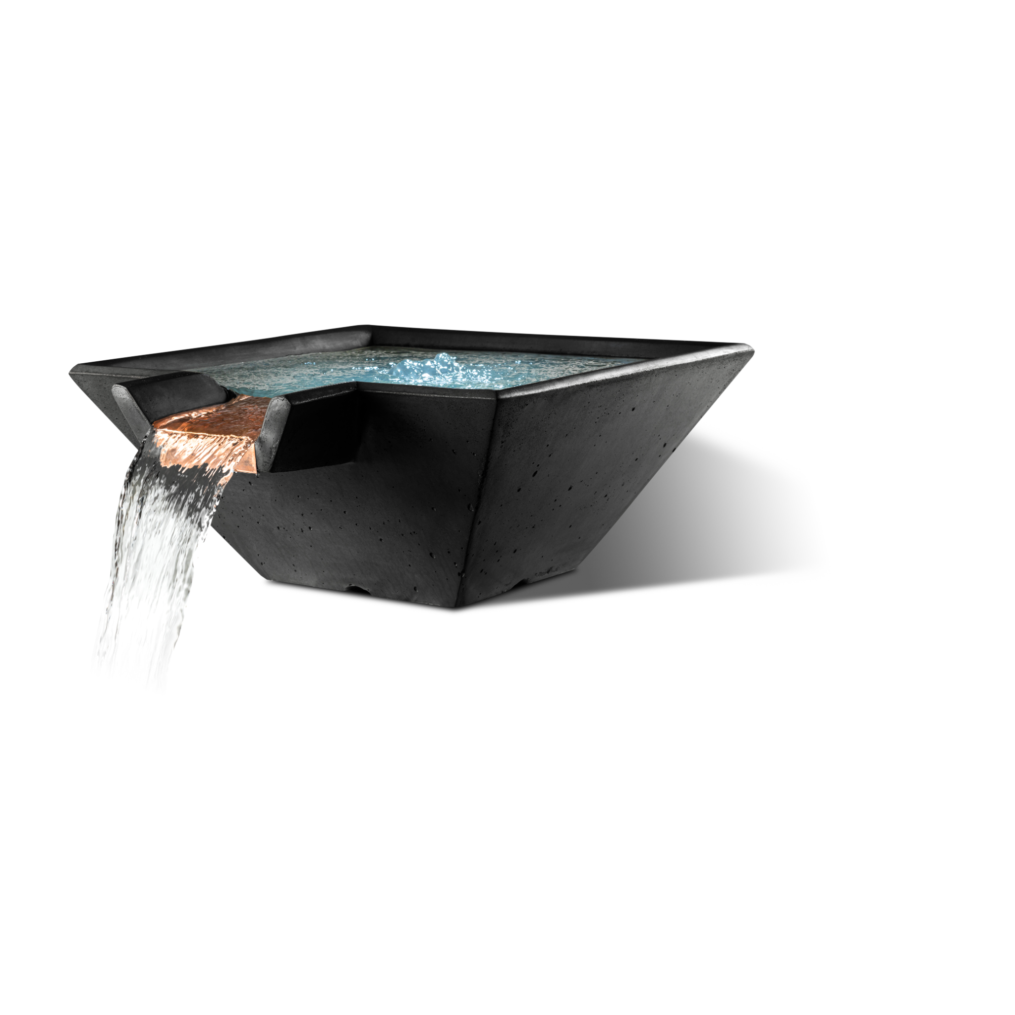 Slick Rock Cascade Square Water Bowl - Stainless Steel Spillway