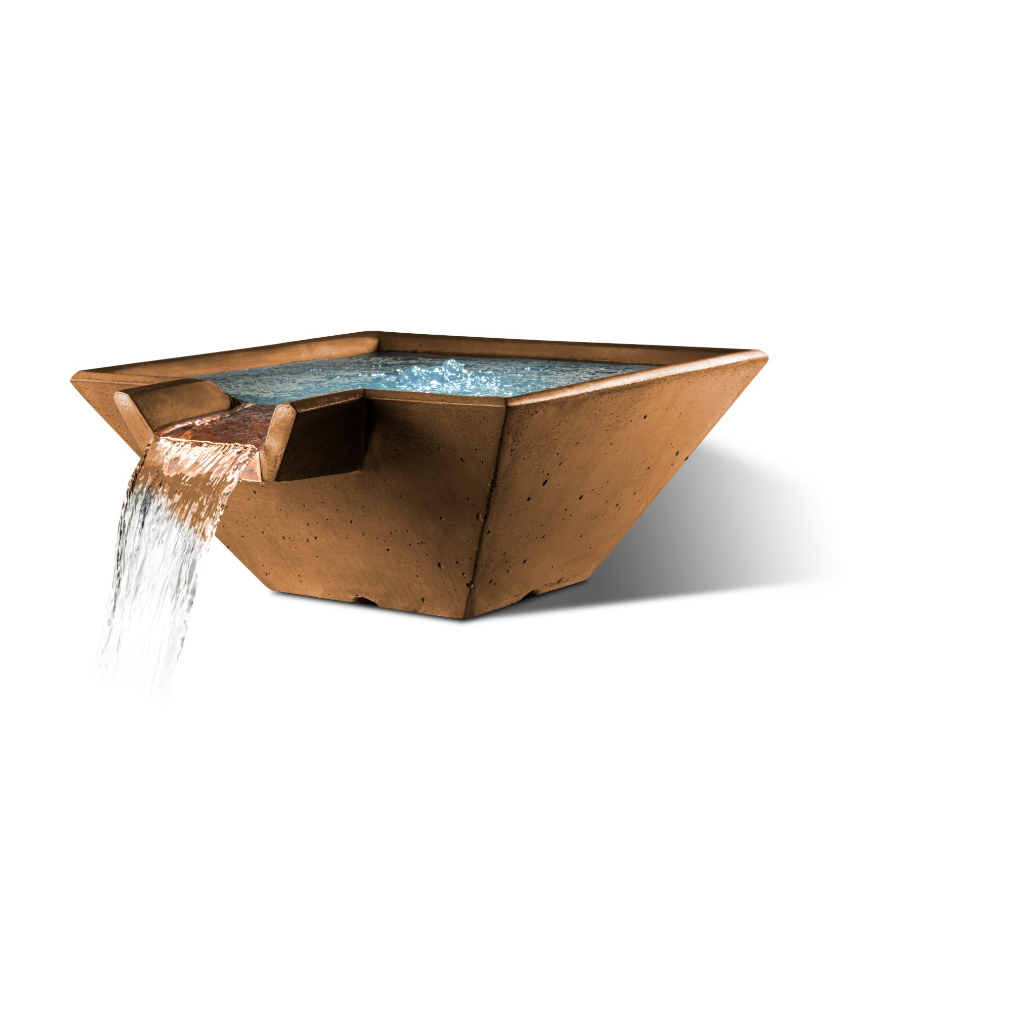 Slick Rock Cascade Square Water Bowl - Stainless Steel Spillway