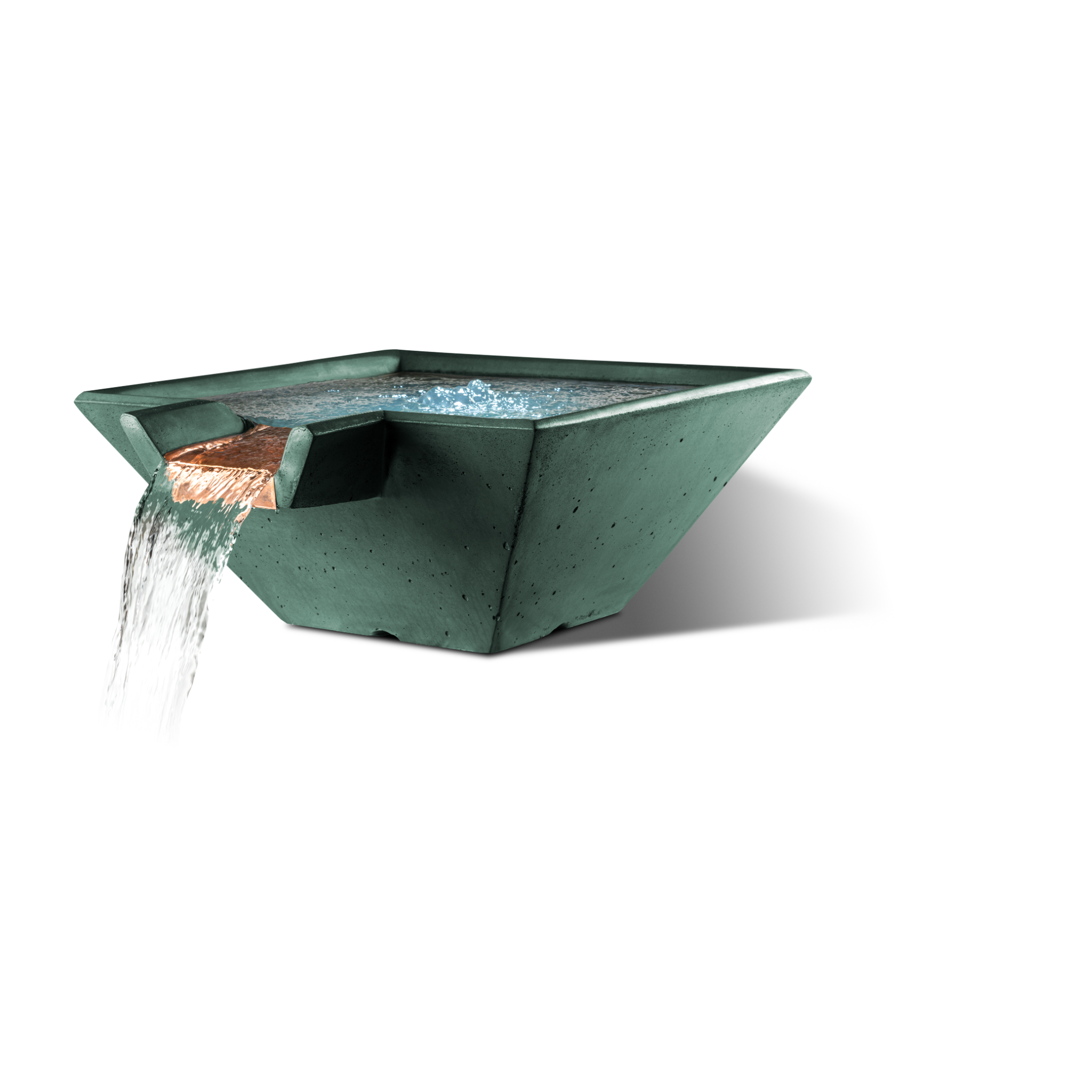 Slick Rock Cascade Square Water Bowl - Stainless Steel Spillway