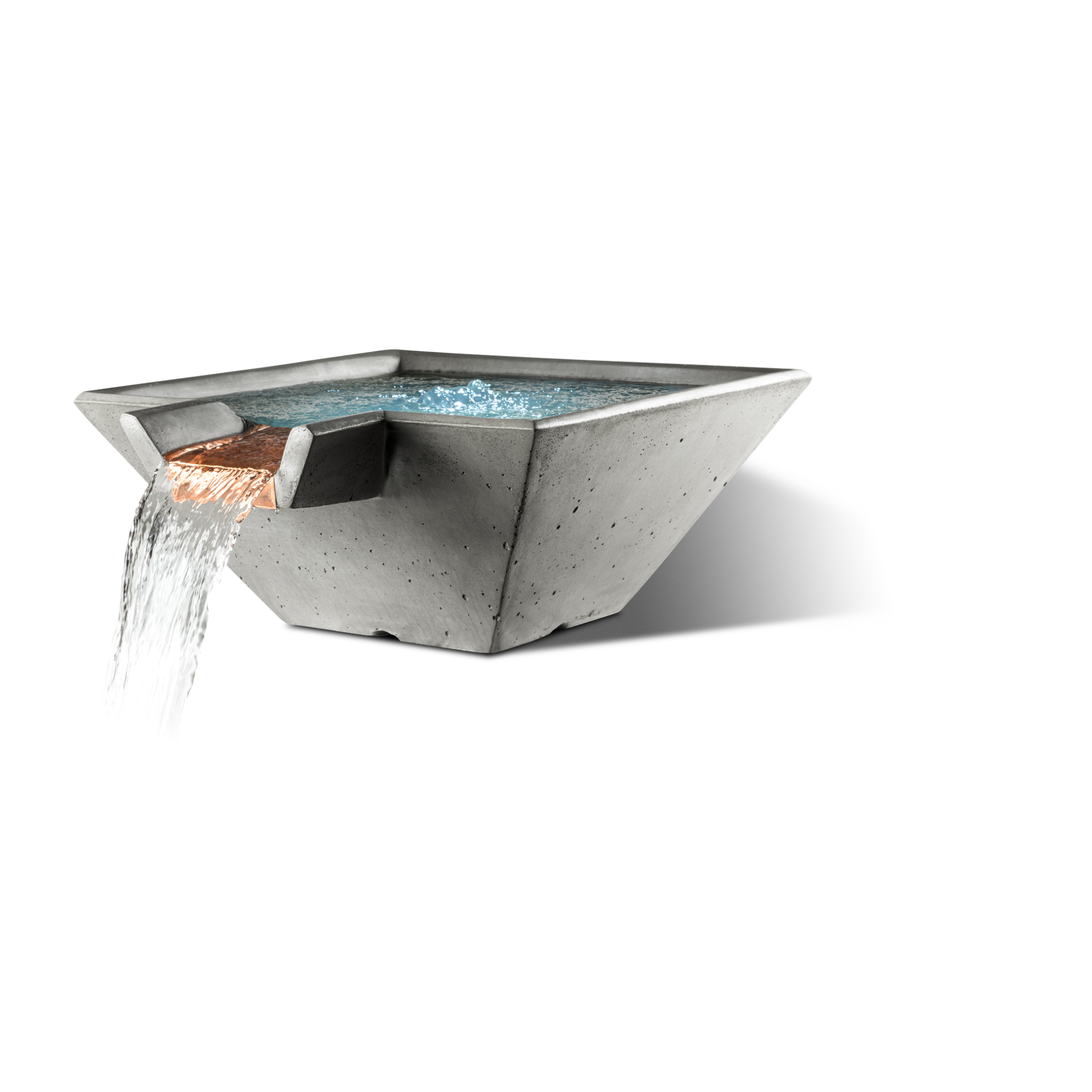 Slick Rock Cascade Square Water Bowl - Stainless Steel Spillway