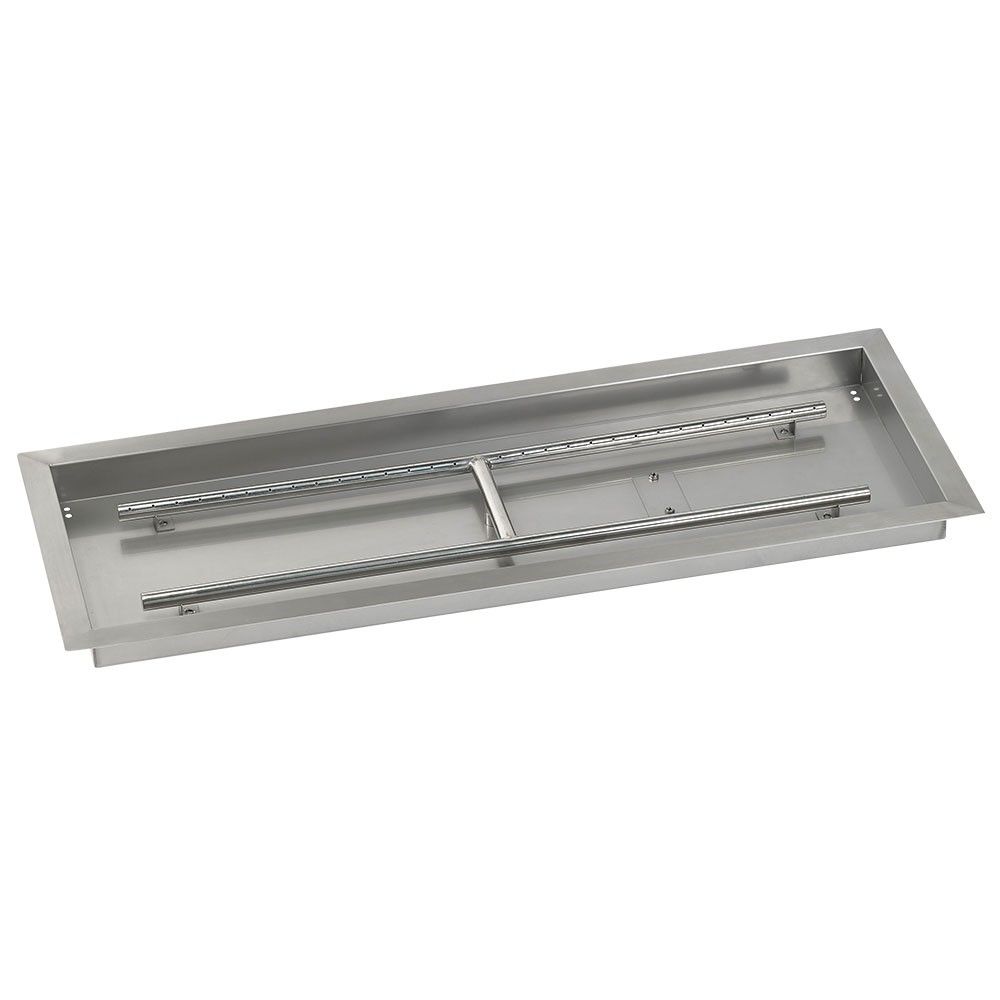 American Fire Products 48" x 14" Rectangular Stainless Steel Drop-In Fire Pit Pan with Spark Ignition Kit - Natural Gas