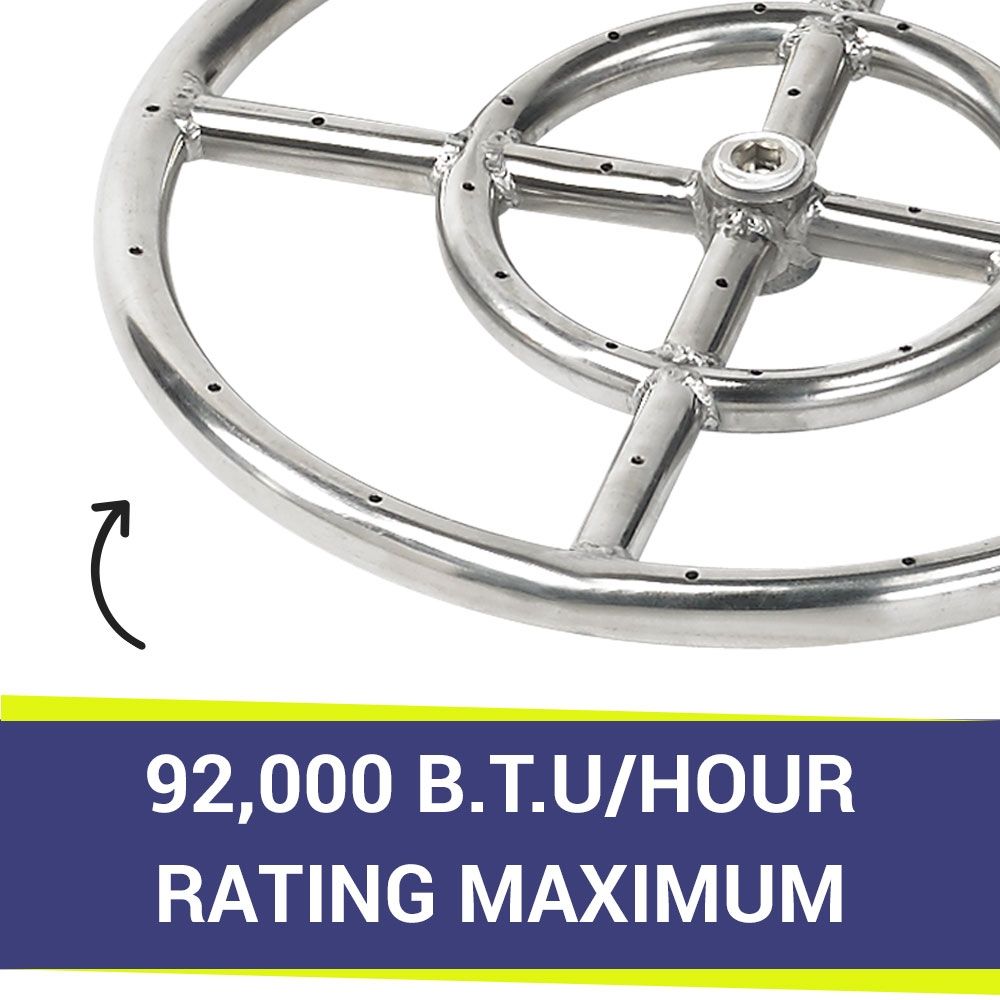 American Fire Products 12" Double-Ring Stainless Steel Fire Pit Burner with 1/2" Inlet