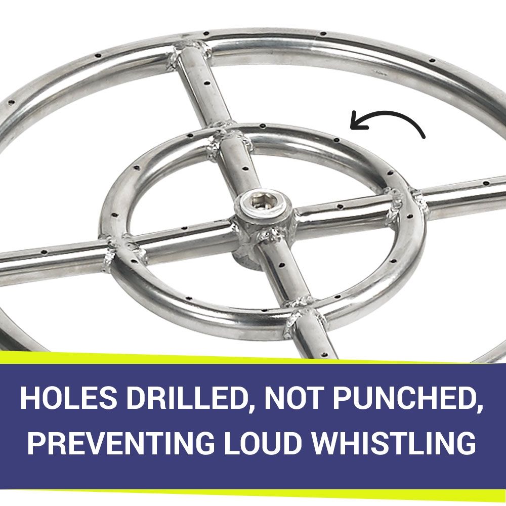 American Fire Products 12" Double-Ring Stainless Steel Fire Pit Burner with 1/2" Inlet