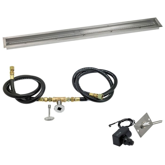 American Fire Products Linear Channel Stainless Steel Drop-In Fire Pit Pan with Spark Ignition Kit