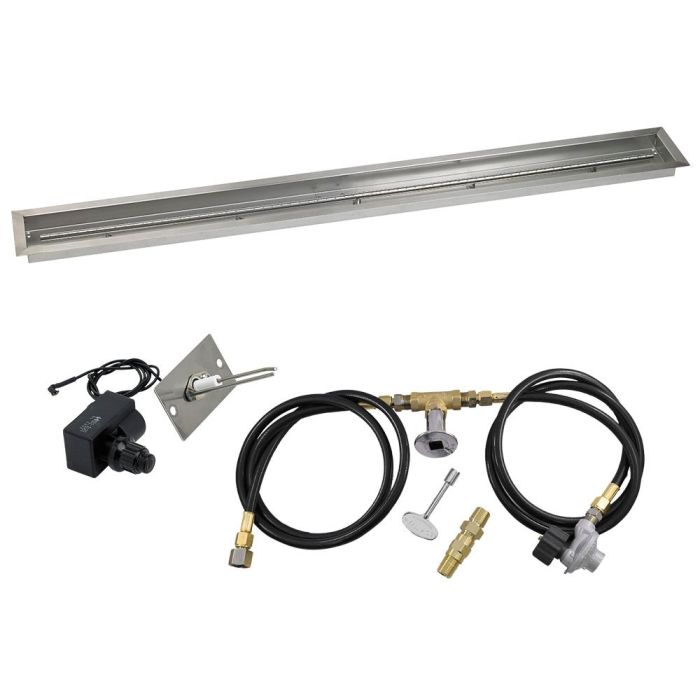 American Fire Products Linear Channel Stainless Steel Drop-In Fire Pit Pan with Spark Ignition Kit