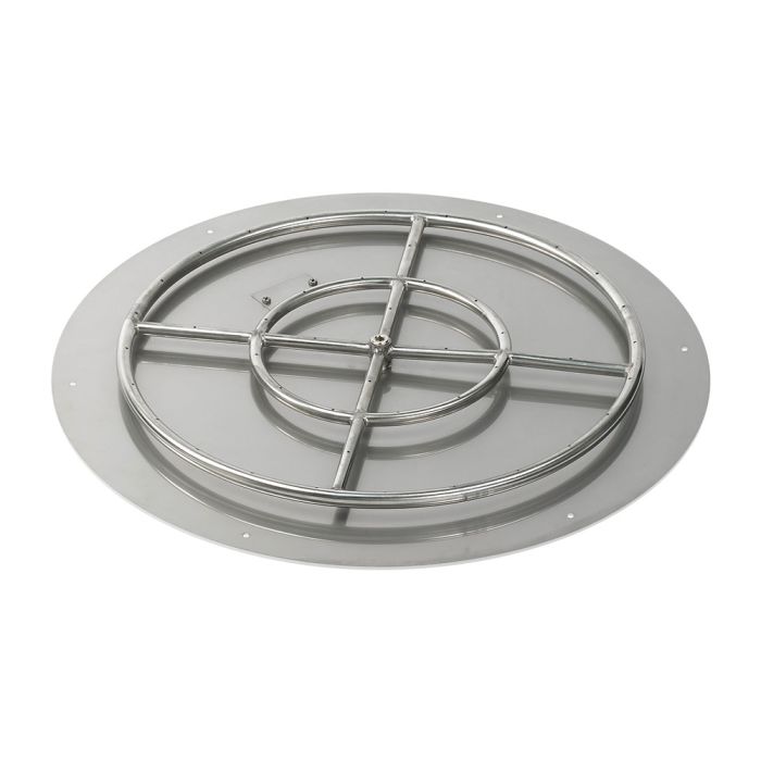 American Fire Products 30" Round Stainless Steel Flat Fire Pit Pan - 18" Ring - Spark Ignition - Natural Gas