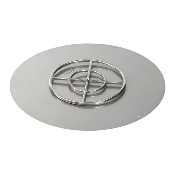American Fire Products 36" Round Stainless Steel Flat Fire Pit Pan - 18" Ring - Spark Ignition - Natural Gas