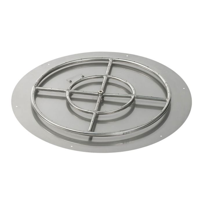 American Fire Products 36" Round Stainless Steel Flat Fire Pit Pan - 24" Ring - Spark Ignition - Natural Gas
