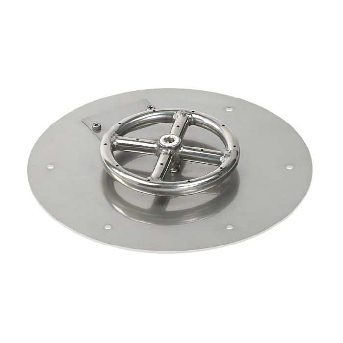 American Fire Products 12" Round Stainless Steel Flat Fire Pit Pan - 6" Ring - Spark Ignition - Propane