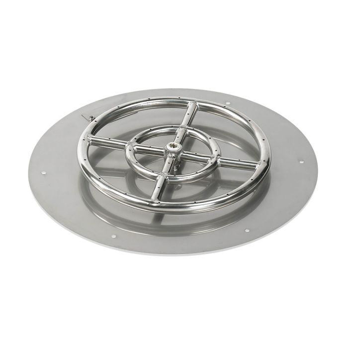 American Fire Products 18" Round Stainless Steel Flat Fire Pit Pan - 12" Ring - Spark Ignition - Propane