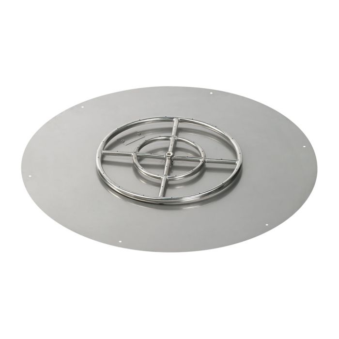 American Fire Products 30" Round Stainless Steel Flat Fire Pit Pan - 18" Ring - Spark Ignition - Propane