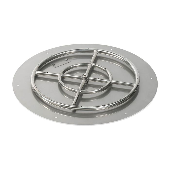 American Fire Products 24" Round Stainless Steel Flat Fire Pit Pan - 18" Ring - Match Light - Natural Gas