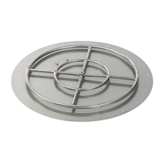 American Fire Products 30" Round Stainless Steel Flat Fire Pit Pan - 24" Ring - Match Light - Natural Gas