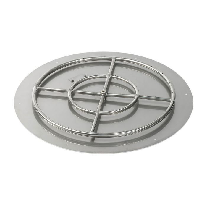 American Fire Products 36" Round Stainless Steel Flat Fire Pit Pan - 24" Ring - Match Light - Natural Gas