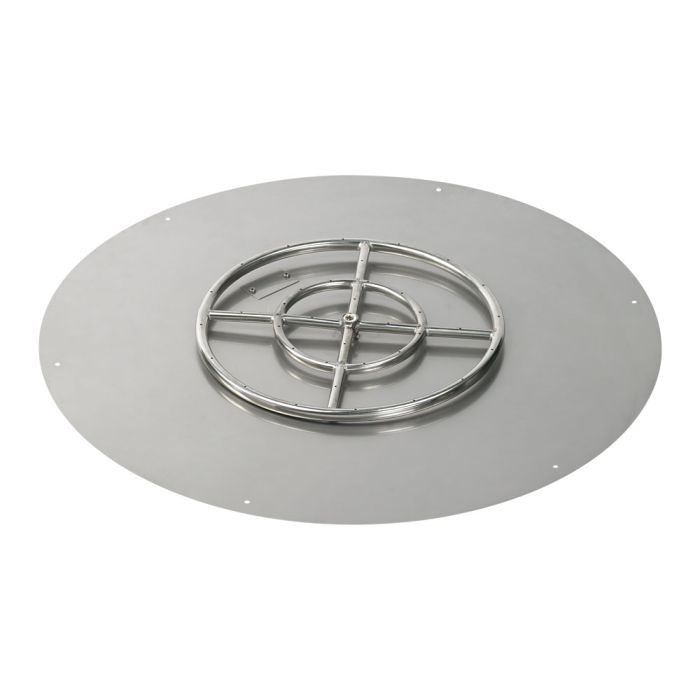 American Fire Products 36" Round Stainless Steel Flat Fire Pit Pan - 18" Ring - Match Light - Natural Gas