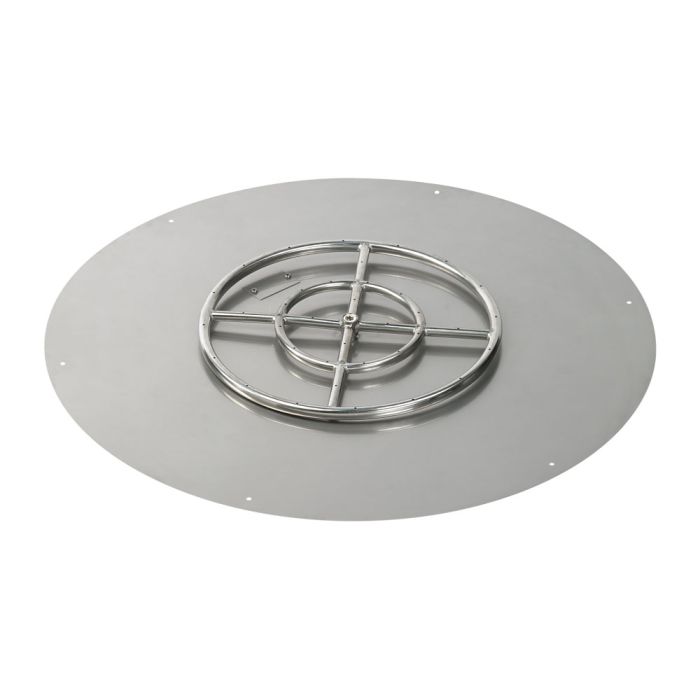 American Fire Products 30" Round Stainless Steel Flat Fire Pit Pan - 18" Ring - Match Light - Propane