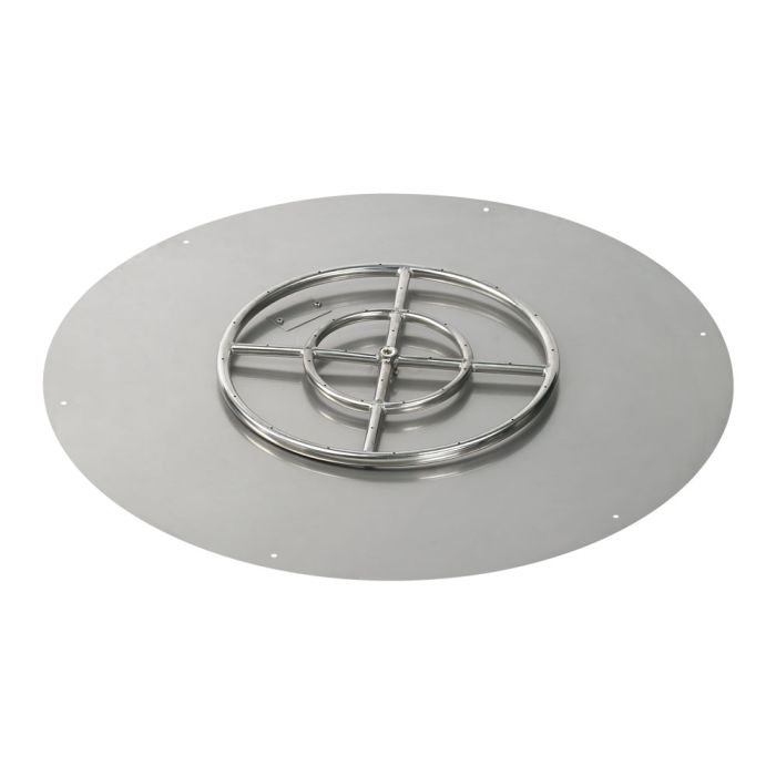 American Fire Products 36" Round Stainless Steel Flat Fire Pit Pan - 18" Ring - Match Light - Propane